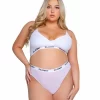 Playboy Lifestyle Curvy 2-Piece Lingerie Set White - Iconic Logo Design