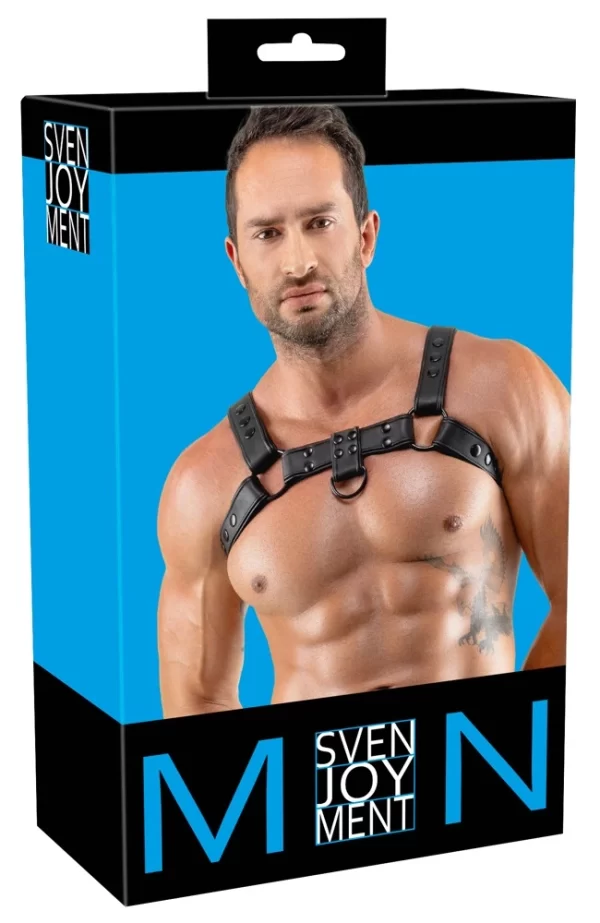Svenjoyment Men's Chest Harness Black Adjustable Vegan Leather - Boutique Anelma Svenjoyment Men's Chest Harness Black Adjustable Vegan Leather