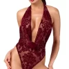 Noir Handmade Kink Royal Bodysuit Red S - Velvet Flock Print