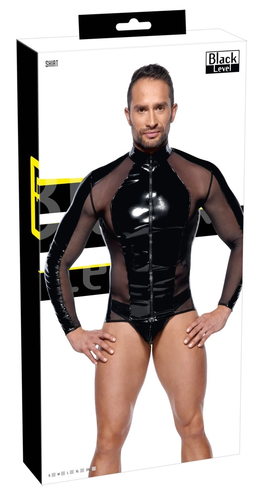 Black Level Vinyl & Mesh Long Sleeve Shirt Men 2XL