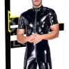 Black Level Vinyl Short Playsuit 2XL - Shiny Finish