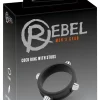 Rebel Silicone Ring with Metal Studs - Adjustable Black Intimate Accessory - Boutique Anelma Rebel Silicone Ring with Metal Studs - Adjustable Black Intimate Accessory