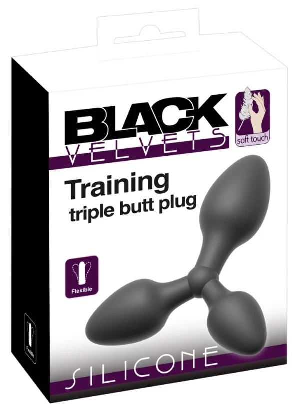 Black Velvets Training System Triple Silicone Plug Set S-M-L Black - Boutique Anelma Black Velvets Training System Triple Silicone Plug Set S-M-L Black