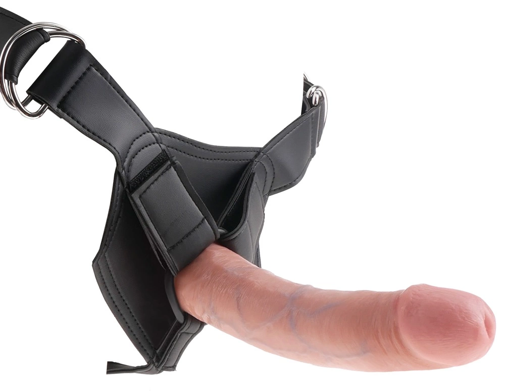 Black - Boutique Anelma King Cock 8" Strap-On System with Removable Anatomical Model