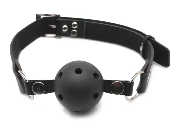 <p>Enhance your collection with the FFSLE Adjustable Airflow Ball Gag in classic black. Designed for comfort and safety