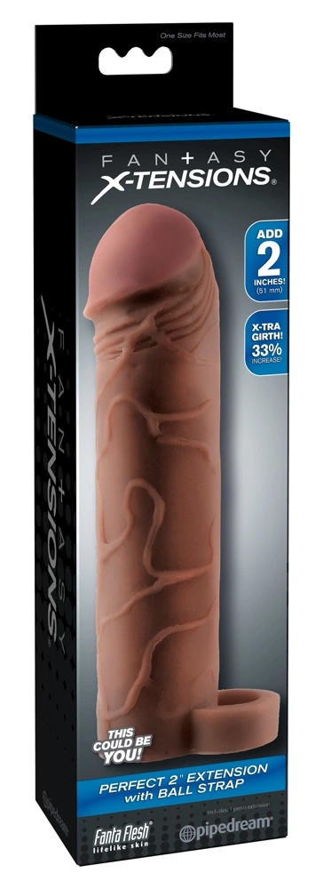 Fantasy X-tensions 2" Extension with Ball Strap Brown TPE 19cm
