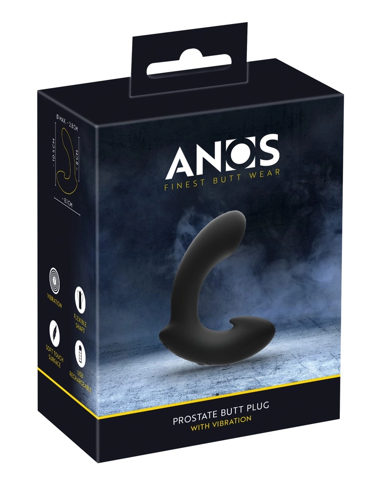 ANOS Mini Prostate Plug 7-Mode Vibrating Silicone Black 10.5cm - Boutique Anelma ANOS Mini Prostate Plug 7-Mode Vibrating Silicone Black 10.5cm