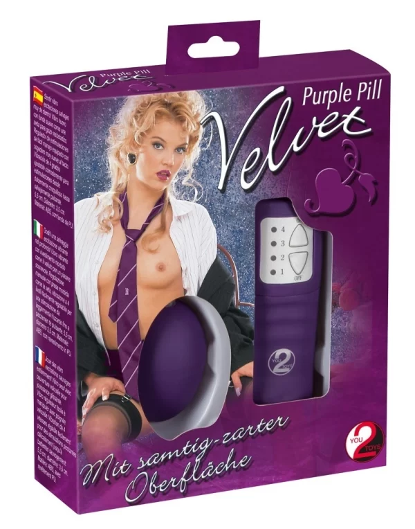 You2Toys Velvet Purple Pill Intimate Massager with Remote