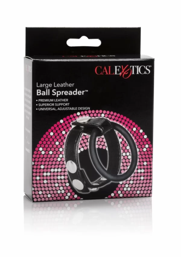 CalExotics Large Leather Ball Spreader - Skorzany pasek z gumowym pierÅ›cieniem