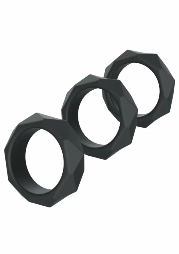 HIDDEN DESIRE EXTREME Heavy C-Ring Set Silicone Black Adjustable - Boutique Anelma HIDDEN DESIRE EXTREME Heavy C-Ring Set Silicone Black Adjustable