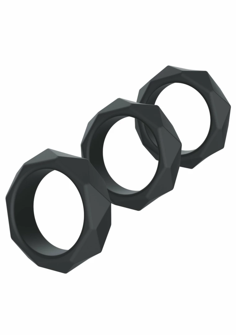 HIDDEN DESIRE EXTREME Heavy C-Ring Set Silicone Black Adjustable - Boutique Anelma HIDDEN DESIRE EXTREME Heavy C-Ring Set Silicone Black Adjustable