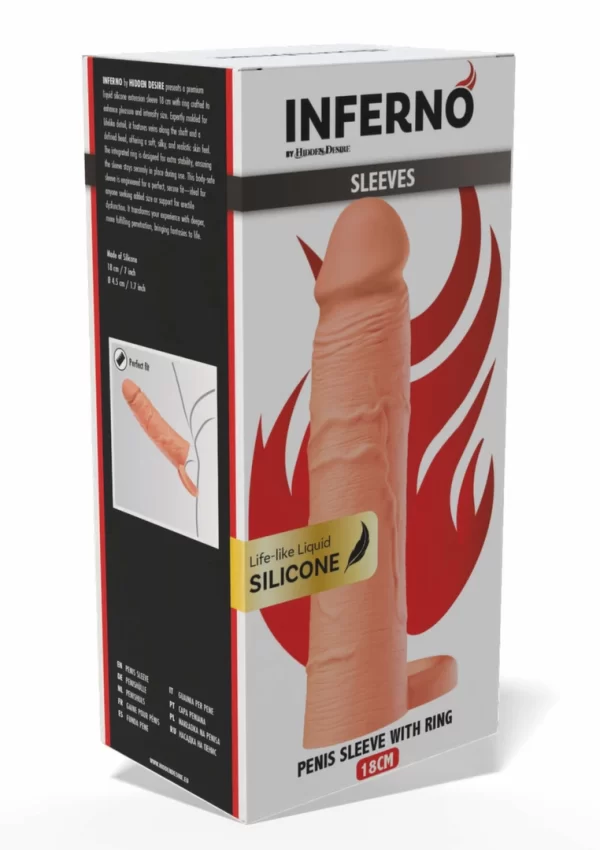 INFERNO by HIDDEN DESIRE Liquid Silicone Sleeve z PierÅ›cieniem 18 cm