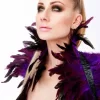 Feather Shoulder Wrap Elegant Satin Band Black Adjustable Fit