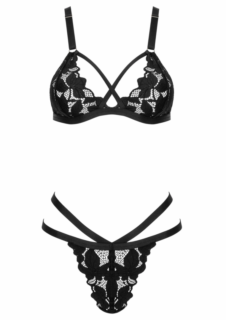 2 Pcs Set TP103-2 komplet bielizny koronkowej czarny regulowany - Boutique Anelma Sets