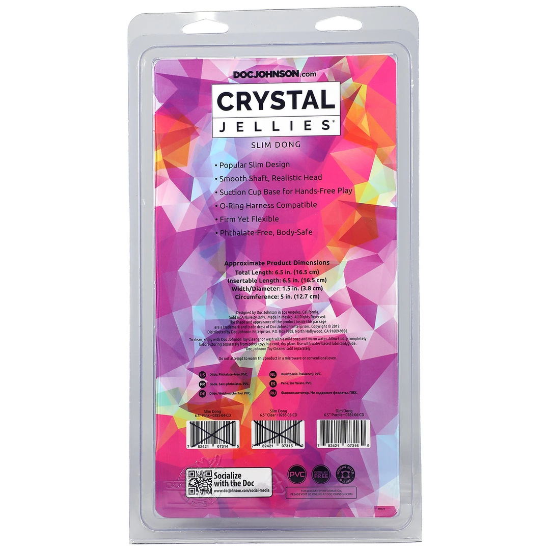 Dildos & dongs - Boutique Anelma Doc Johnson Crystal Jellies Narrow 15 cm Transparentny model z przyssawkÄ…