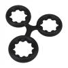 Rock Solid Silicone Triple Stamina Ring Black with Metal Beads 34mm