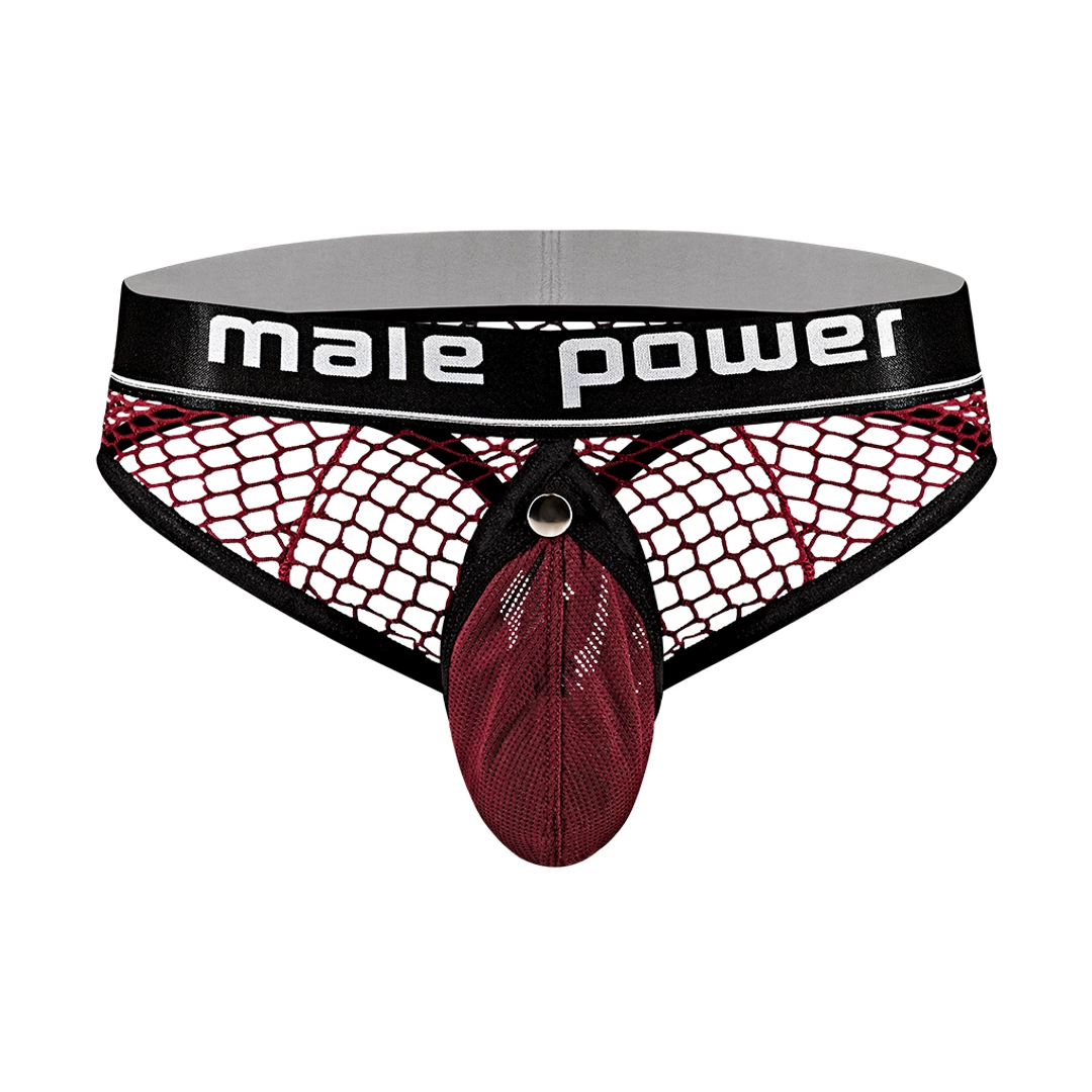Men Underwear - Boutique Anelma Male Power Cock Pit Net stringi z siatki z kieszeniÄ… L/XL czarne