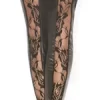 Leg Avenue Wet Look & Lace Thigh Highs Black One Size