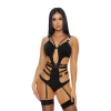 We Click Lingerie Set M - Strappy Stretch Teddy with Gold Accents - Boutique Anelma We Click Lingerie Set M - Strappy Stretch Teddy with Gold Accents
