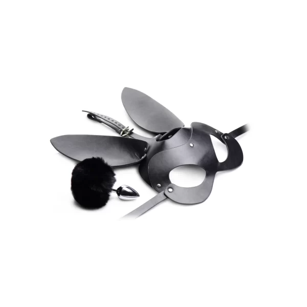 XR Brands Tailz Bunny Tail Plug & Mask Set - Black