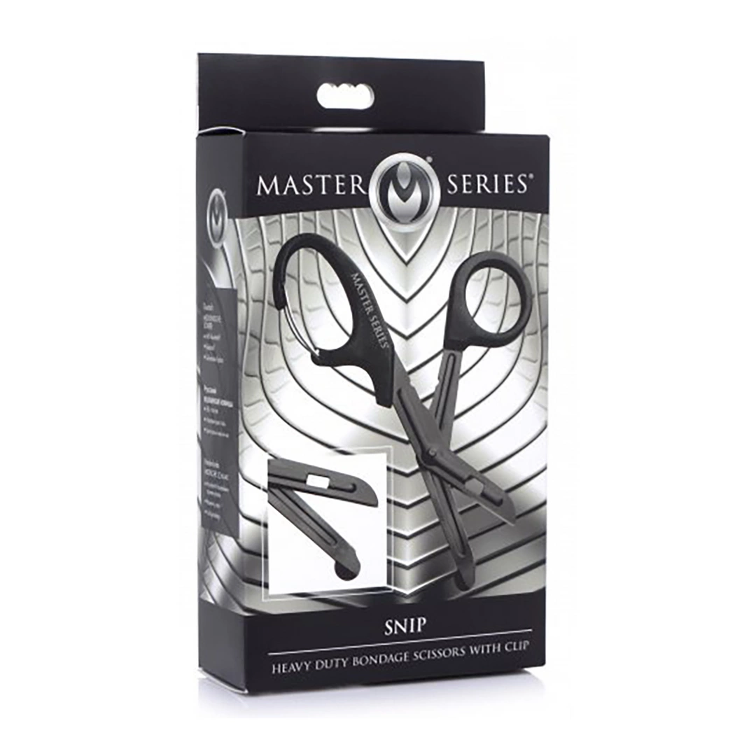 XR Brands Snip - nożyczki bezpieczeństwa z klipsem do lin i taśm - Boutique Anelma <p><strong>Master Series Snip Heavy Duty Shears</strong> are expertly designed for reliability and safety