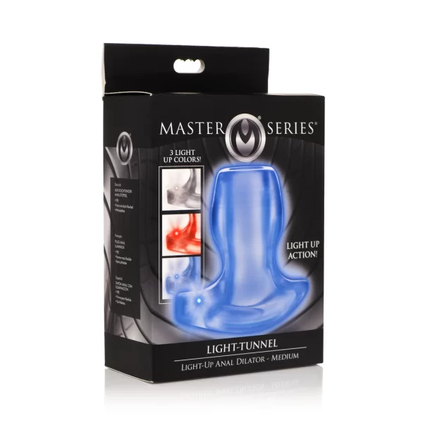 <p>Discover a new level of visual intrigue with the XR Brands Light-Tunnel Intimate LED Tunnel Plug in Medium size. This innovative model combines a transparent tunnel design with a customizable LED lighting system