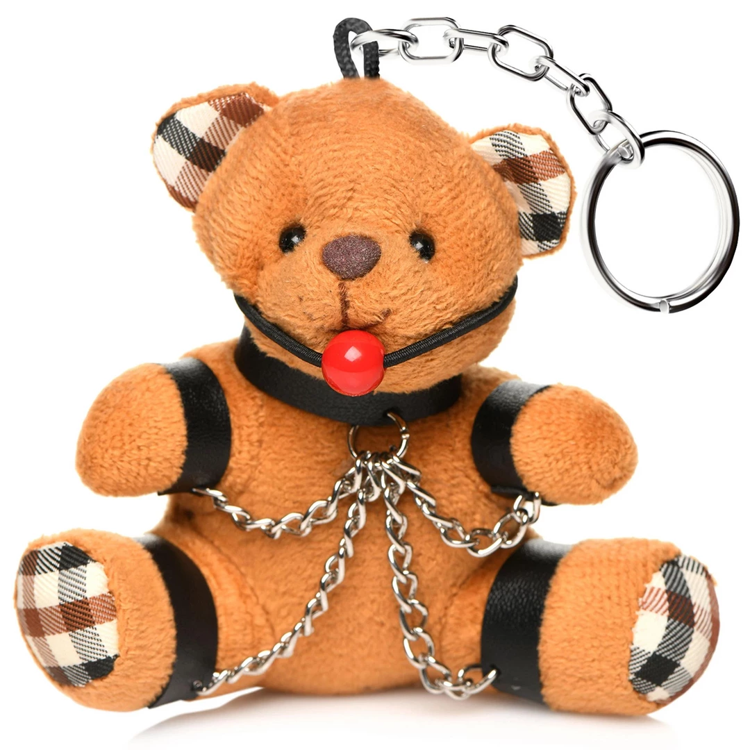 XR Brands Hooded Teddy Bear Keychain Brown - Novelty Bag Charm 4.2" adult funny