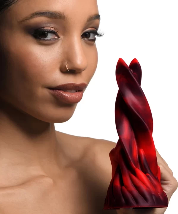 XR Brands Twisted Tongues silikonowy model intymny czarno-czerwony