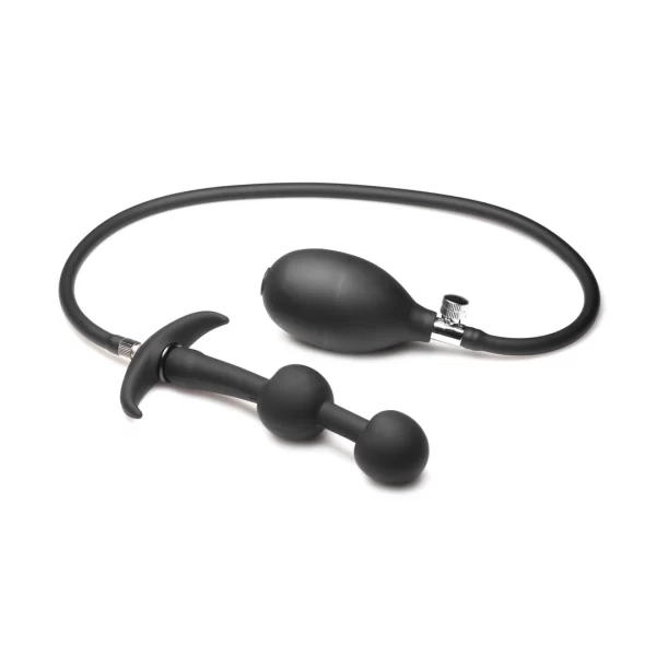 XR Brands Ass Rattler Inflatable Silicone Plug with Weights Black