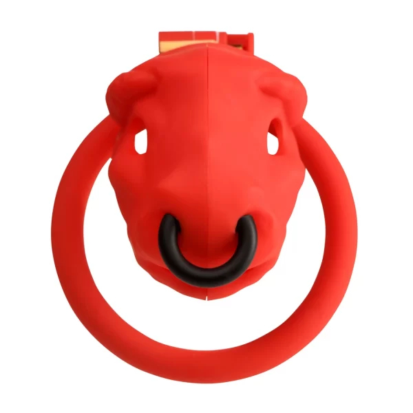 Bull Red Secure Chastity System Adjustable Plastic Cage