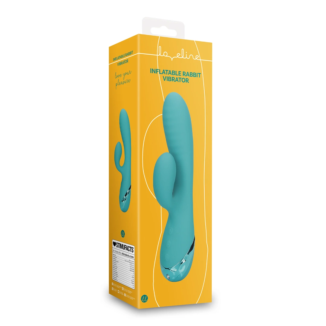 Multi-Speed Silicone System - Boutique Anelma Loveline Inflatable Rabbit Model - Peacock Blue
