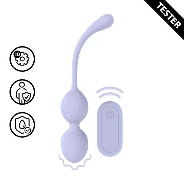 Loveline Vibrating Bead Kegel Lavender Tester - Remote-Controlled Duo Ball