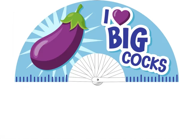 I Love Big Cocks Fan 64 cm - Purple/Blue Decorative Model