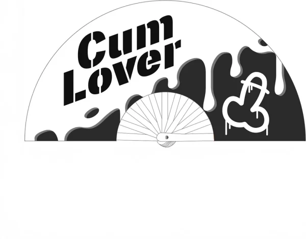 Cum Lover Decorative Fan 64 cm White/Black - Polyester Canvas Design