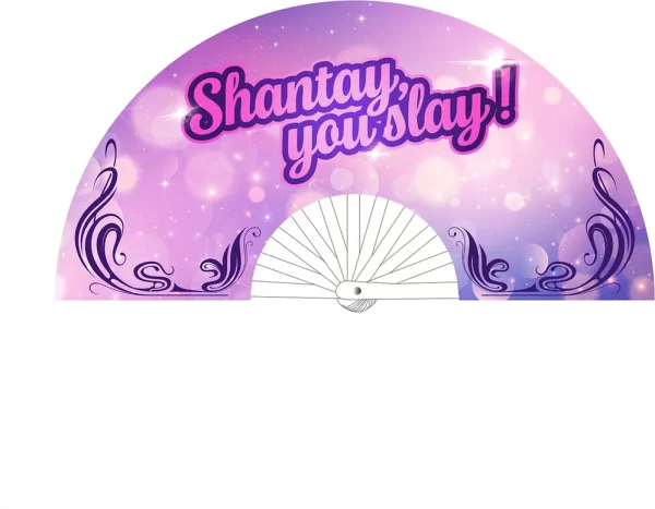 Shantay You Slay Decorative Folding Fan 64cm Purple Canvas