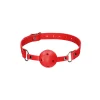Ouch! Breathable Ball Gag Adjustable Leather Strap Black Universal Fit