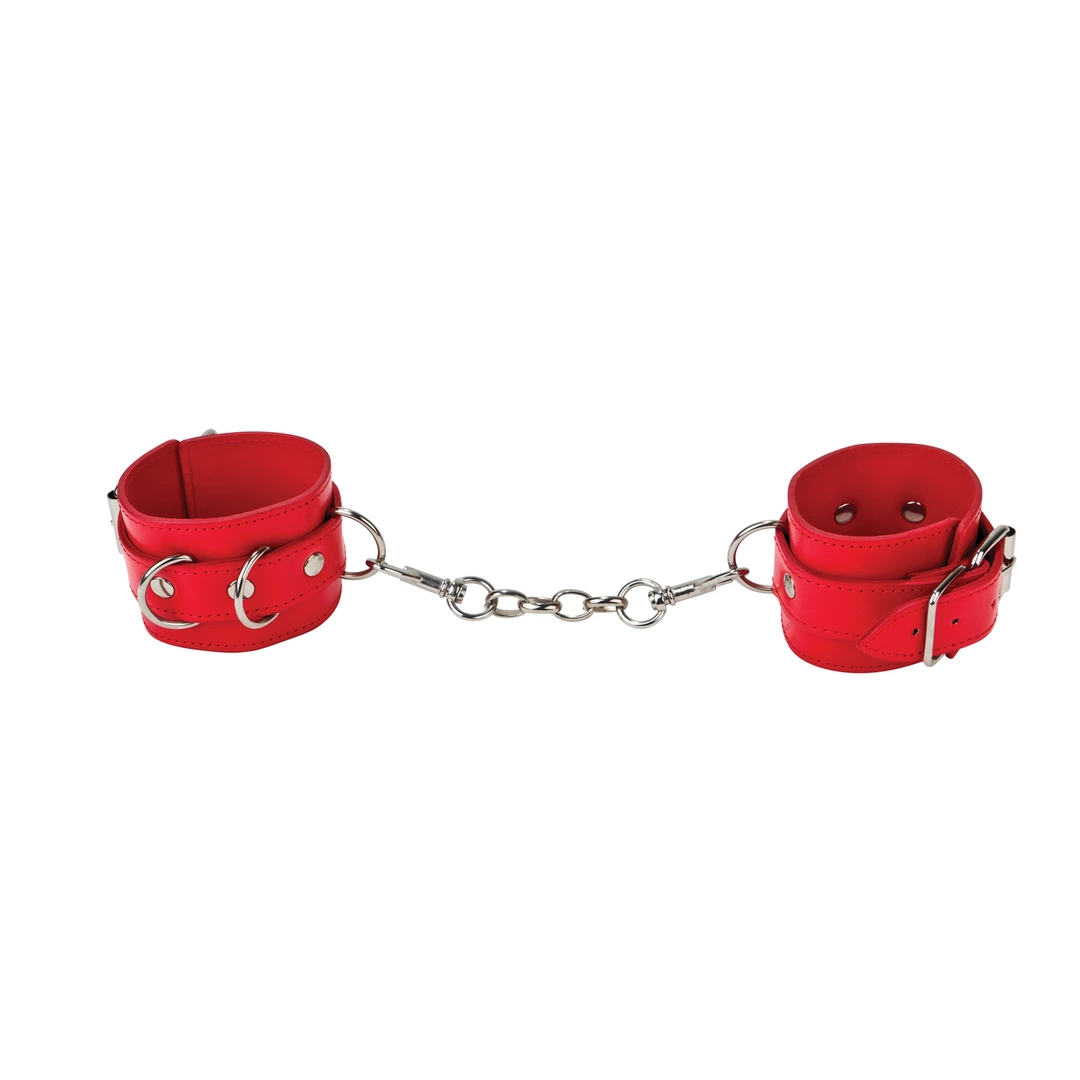 Ouch! Adjustable Leather Cuffs with Soft Lining - Universal Size Black - Boutique Anelma Ouch! Adjustable Leather Cuffs with Soft Lining - Universal Size Black