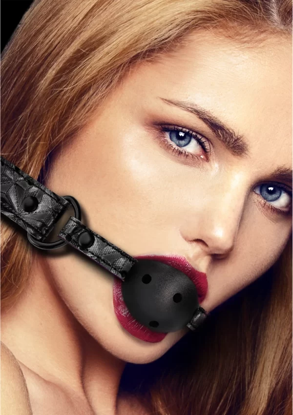 OUCH! Diamond Pattern Adjustable Breathable Ball Gag Neoprene Black