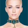 OUCH! Halo Adjustable Collar and Leash Set - Gold Accents - Boutique Anelma OUCH! Halo Adjustable Collar and Leash Set - Gold Accents