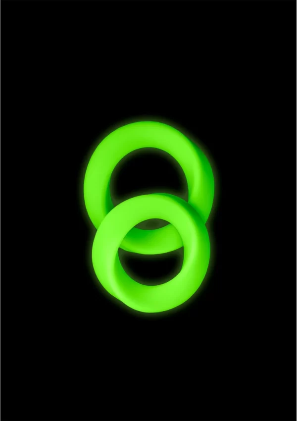 Ouch! Glow in the Dark Comfort Ring Set 2pcs Flexible Green