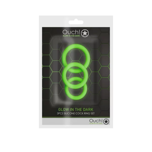 Ouch! Glow in the Dark zestaw 3 elastycznych pierÅ›cieni Å›wiecÄ…cych