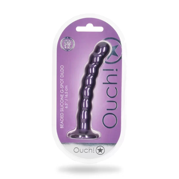 Ouch! Beaded Silicone Intimate Wand 16.5cm Metallic with Suction Cup