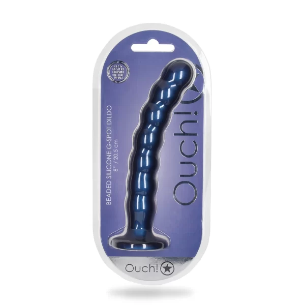 Ouch! Beaded Silicone Intimate Machine 20.5cm Metallic Suction Base