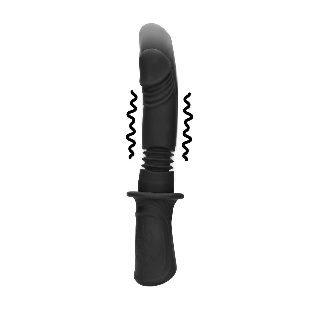 Shots Handheld Intimate Device Vibrating & Thrusting Black - Boutique Anelma Shots Handheld Intimate Device Vibrating & Thrusting Black
