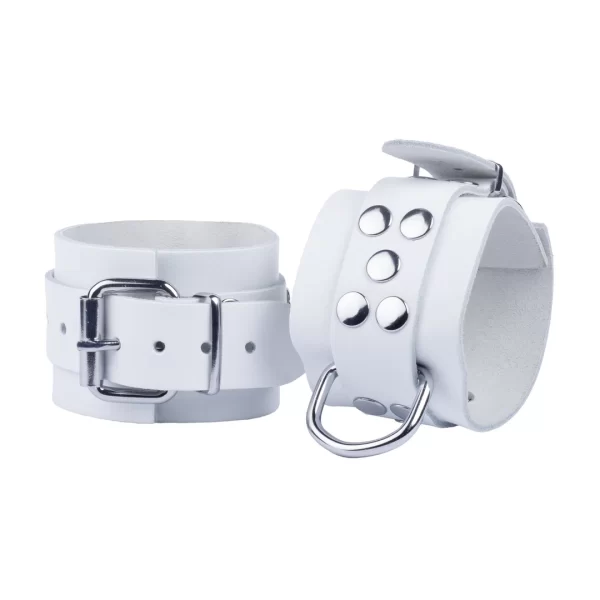 Ultra Leather White Restraints - Adjustable Cowhide
