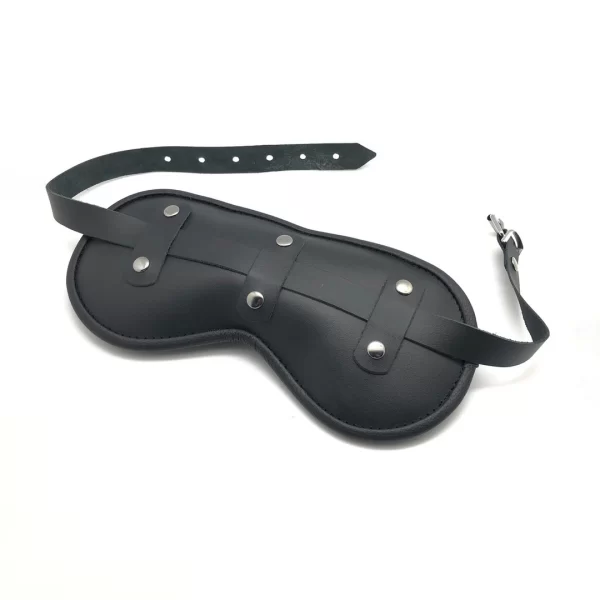 Red Leatherr Eye Mask Black - Adjustable Padded Model