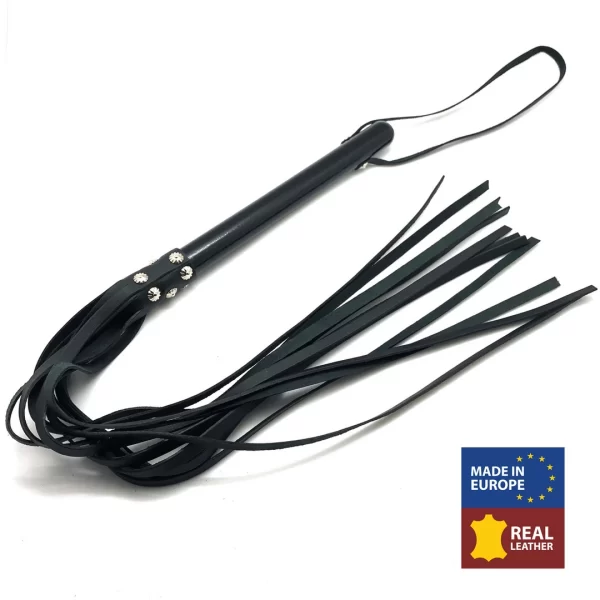 Red Leather Handle Martinet with 12 Leather Straps 78cm Black