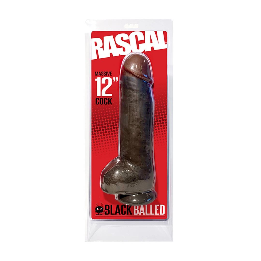 Boneyard Model 12'' Czarny - Zaawansowany anatomiczny symulator 30 - Boutique Anelma Rascal Black Balled 12" Intimate Silicone Model with Suction Base 30.5cm
