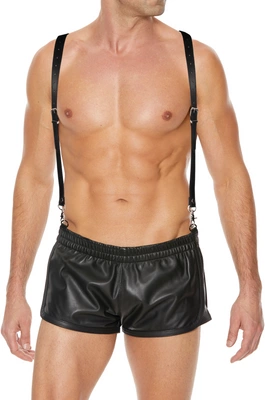 Unleashed Split Leather Suspenders with Steel O-Ring