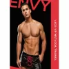 ENVY Lace-Up Wetlook Trunks Black/Red S/M - Adjustable Modern Design
